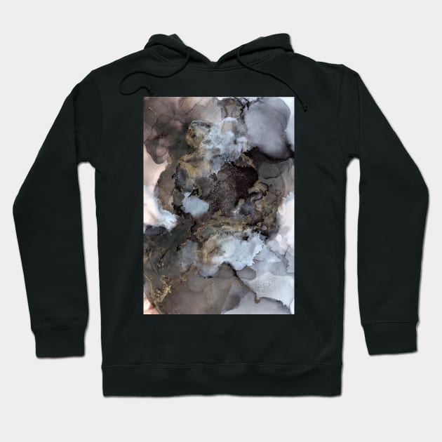 Black and Gold Marble Effect Hoodie by MyAbstractInk